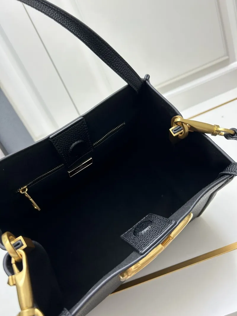 Valentino 5041 Large Black Leather Satchel Bag - Image 7