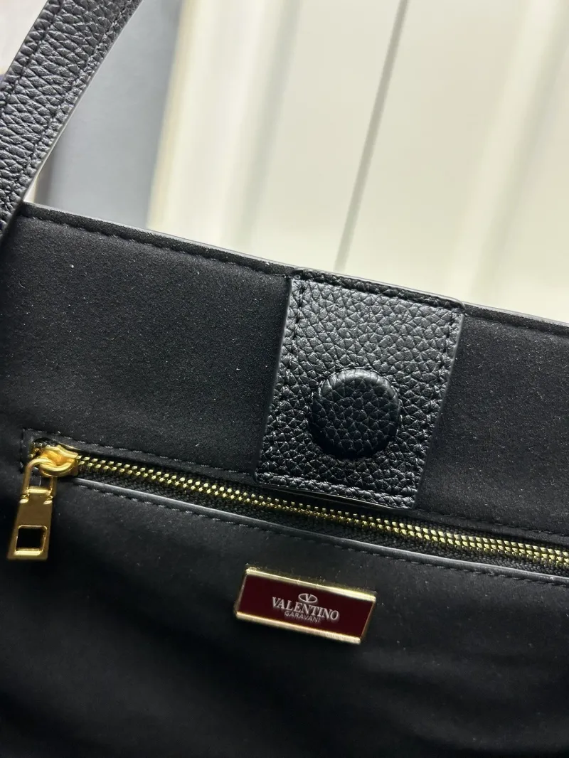 Valentino 5041 Large Black Leather Satchel Bag - Image 8