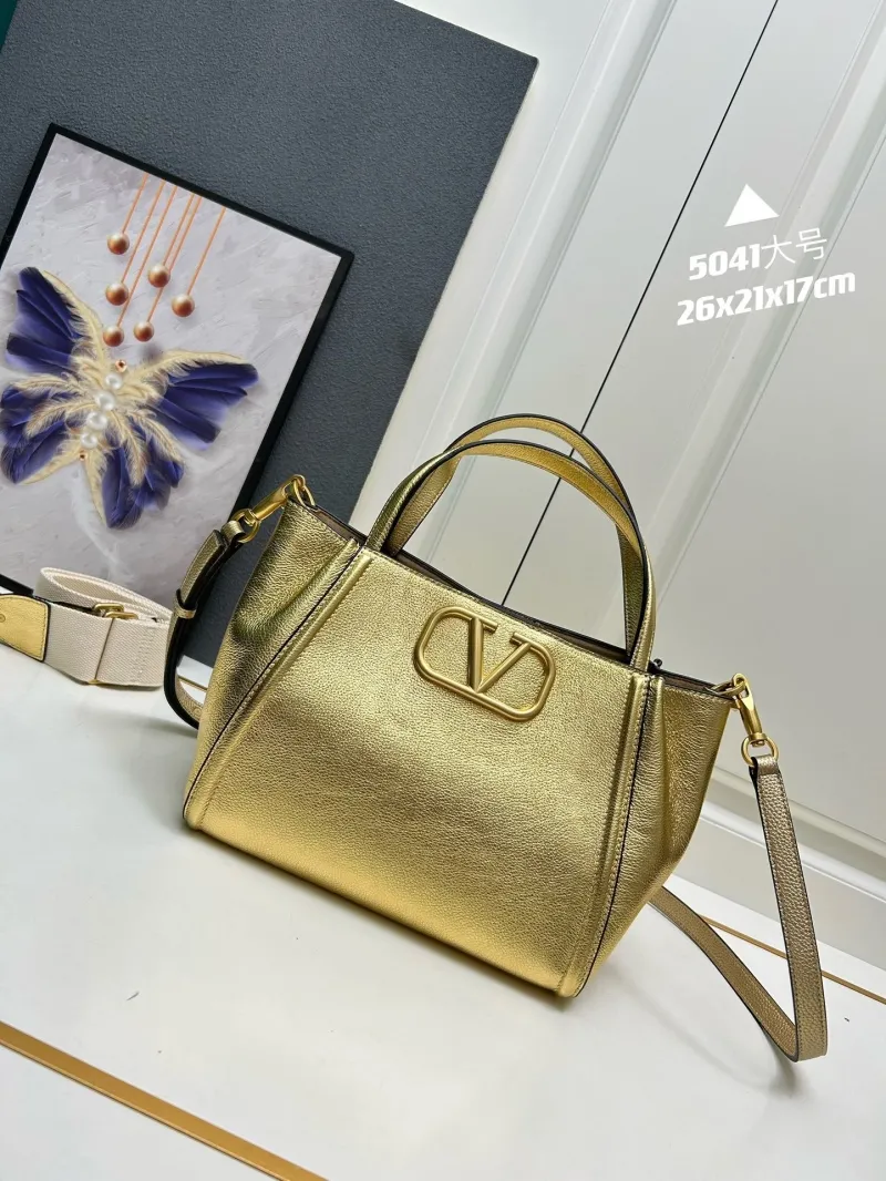 Valentino Gold 5041 Large Satchel Bag