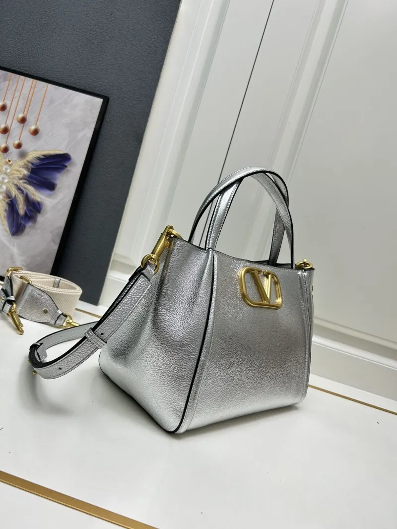 Valentino 5041 Large Silver Satchel Bag - Image 3
