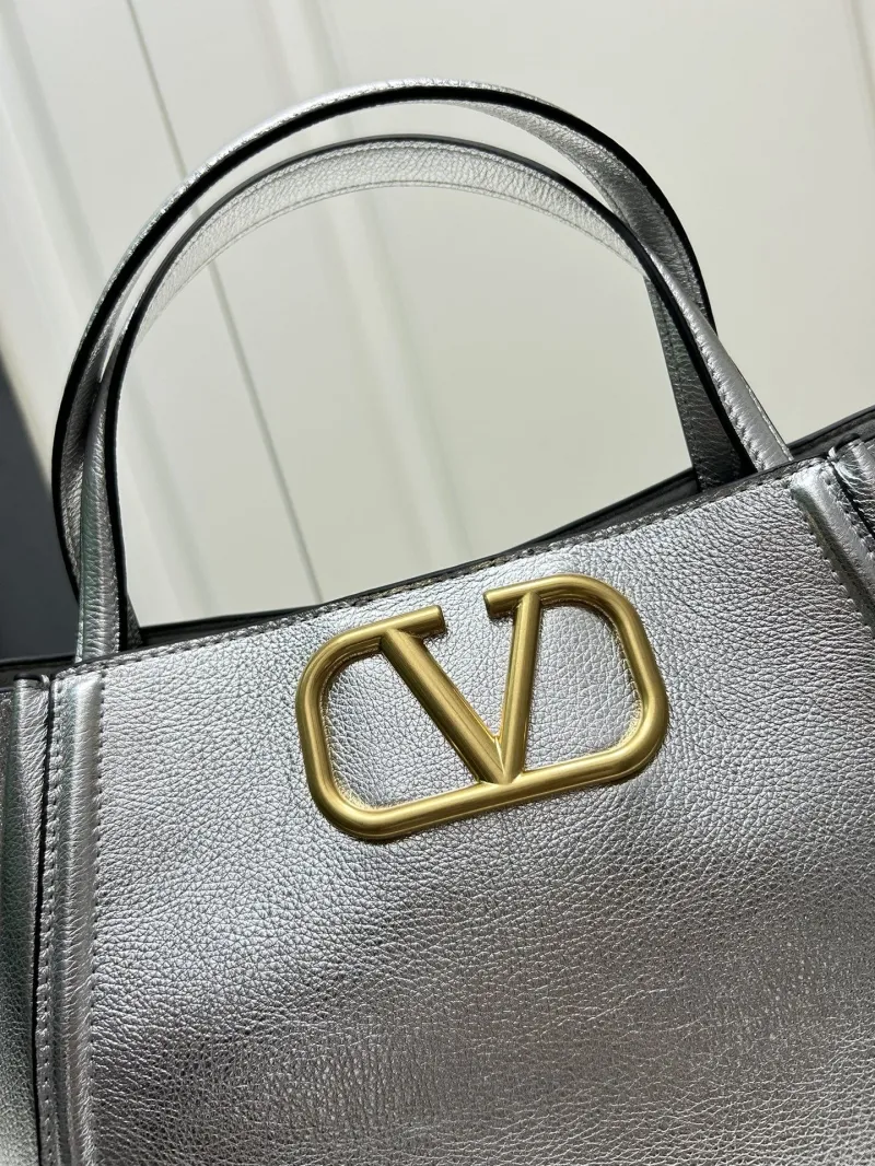 Valentino 5041 Large Silver Satchel Bag - Image 4