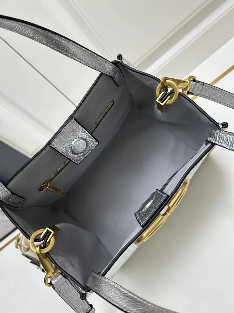 Valentino 5041 Large Silver Satchel Bag - Image 7