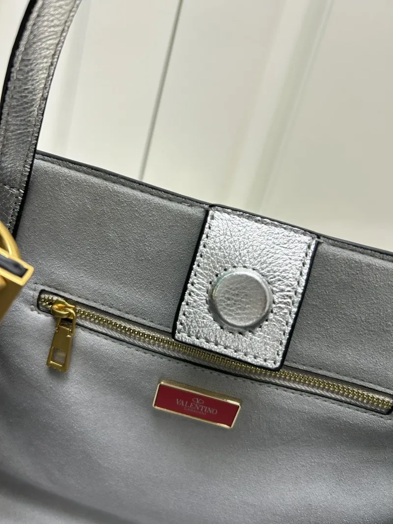 Valentino 5041 Large Silver Satchel Bag - Image 8