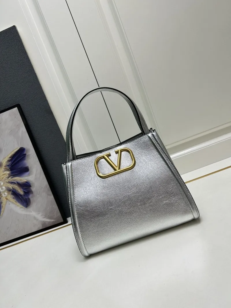 Valentino 5041 Large Silver Satchel Bag - Image 9