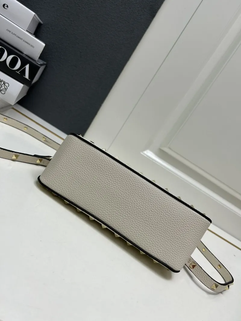 Valentino Off-White Rockstud Satchel Bag 9881 - Image 7