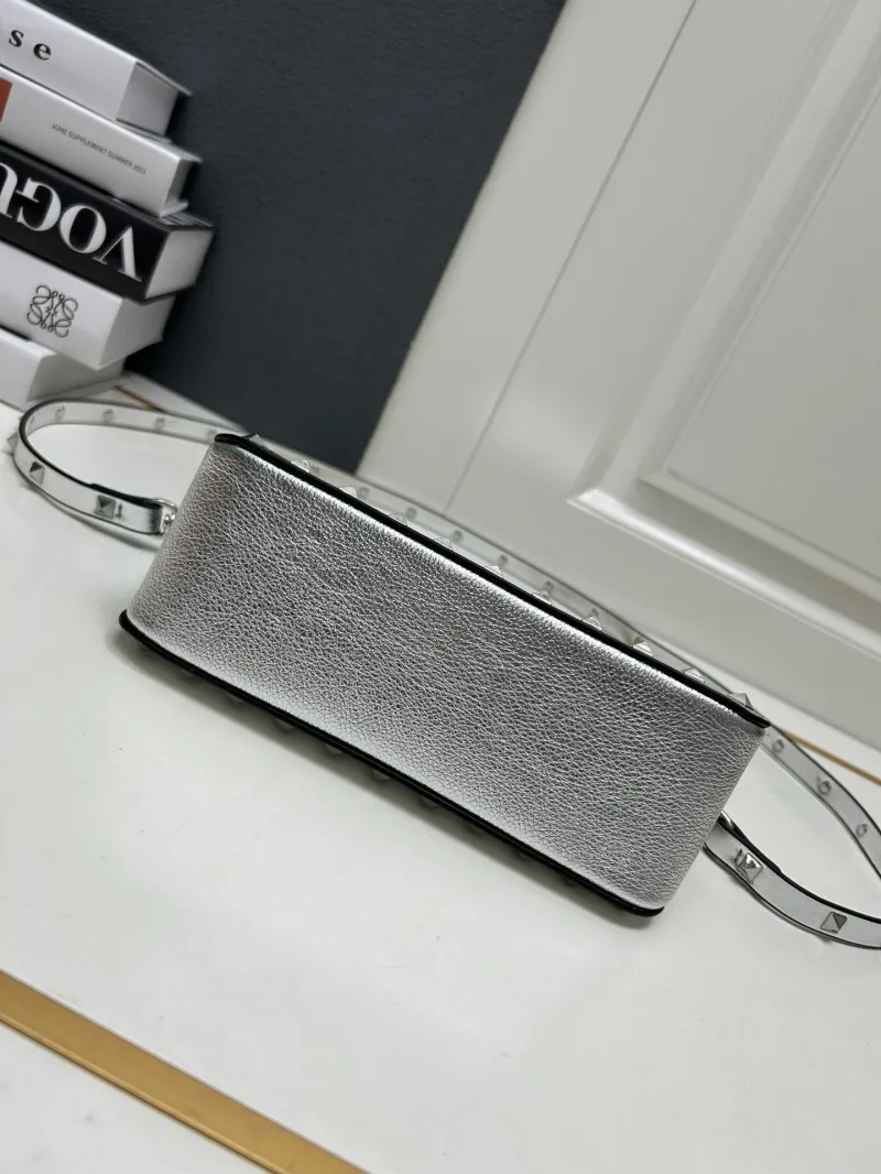 Valentino Silver Rockstud Satchel Bag 9881 19x13x7cm - Image 8