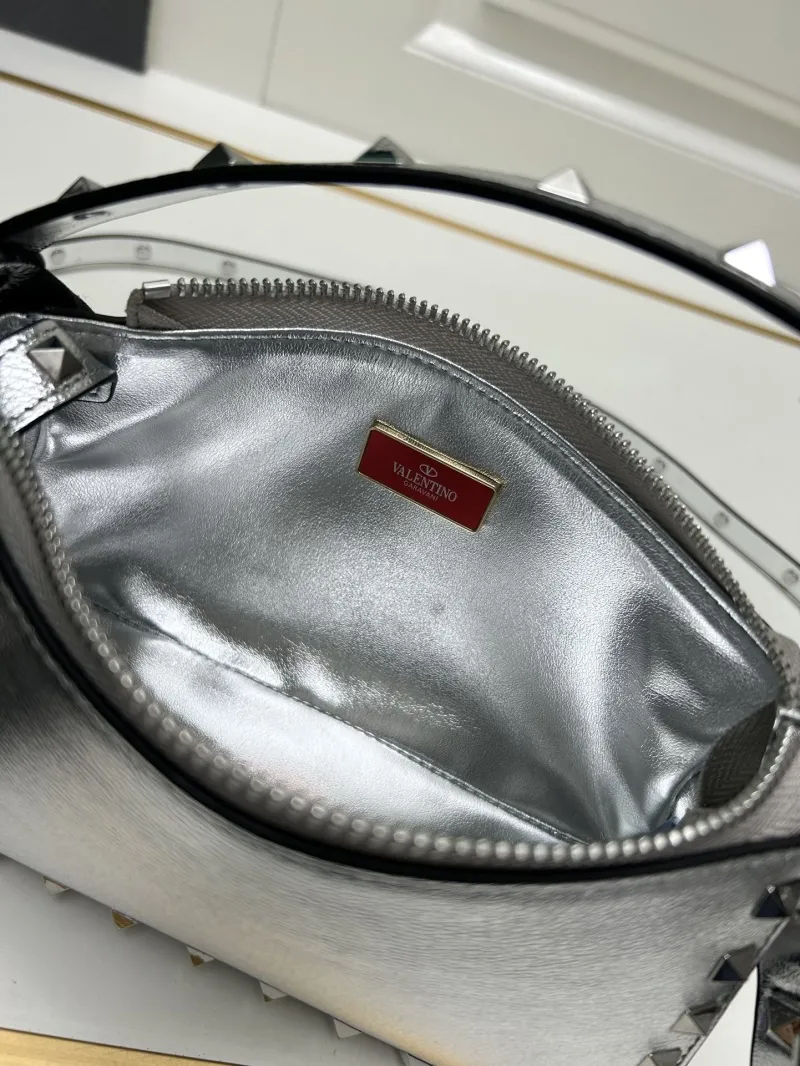 Valentino Silver Rockstud Satchel Bag 9881 19x13x7cm - Image 9