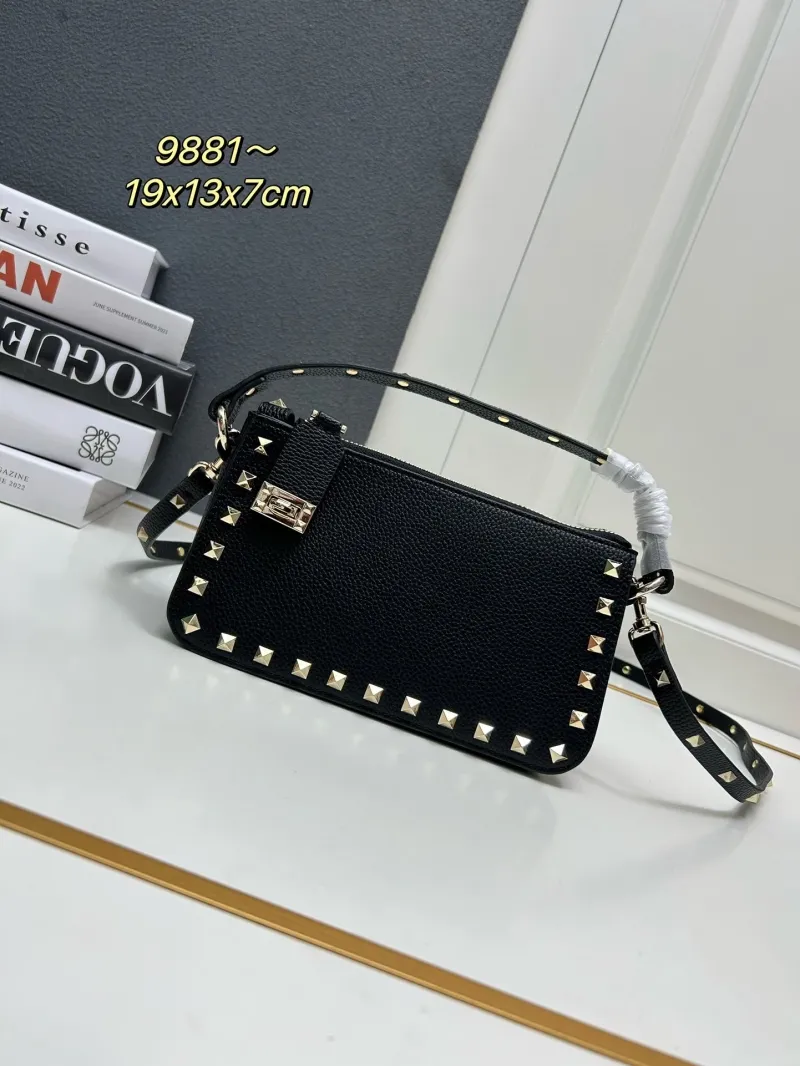 Valentino Black Studded Satchel Bag 9881