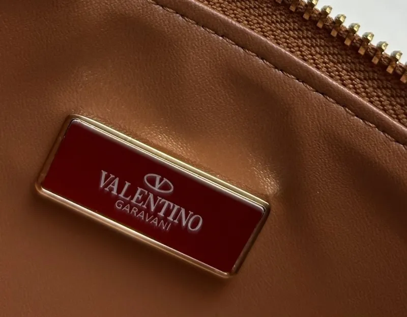 Valentino Brown Studded Leather Satchel Bag 9881 - Image 10