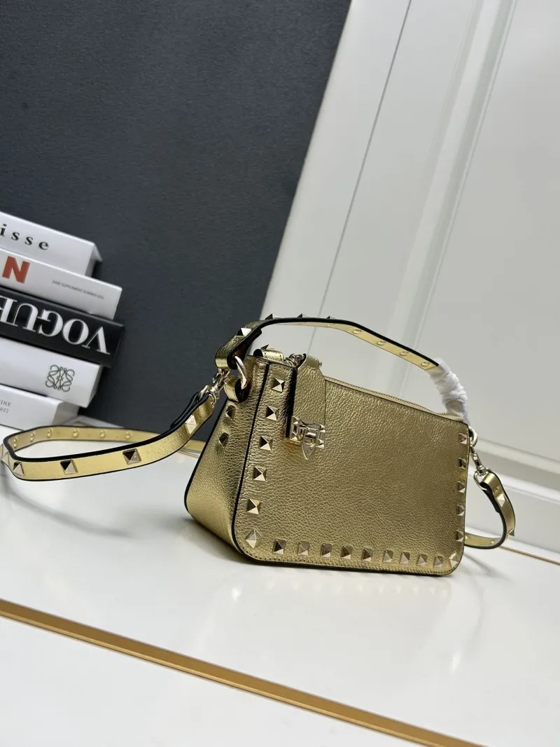 Alternative view of Valentino Gold Rockstud Satchel Bag 9881