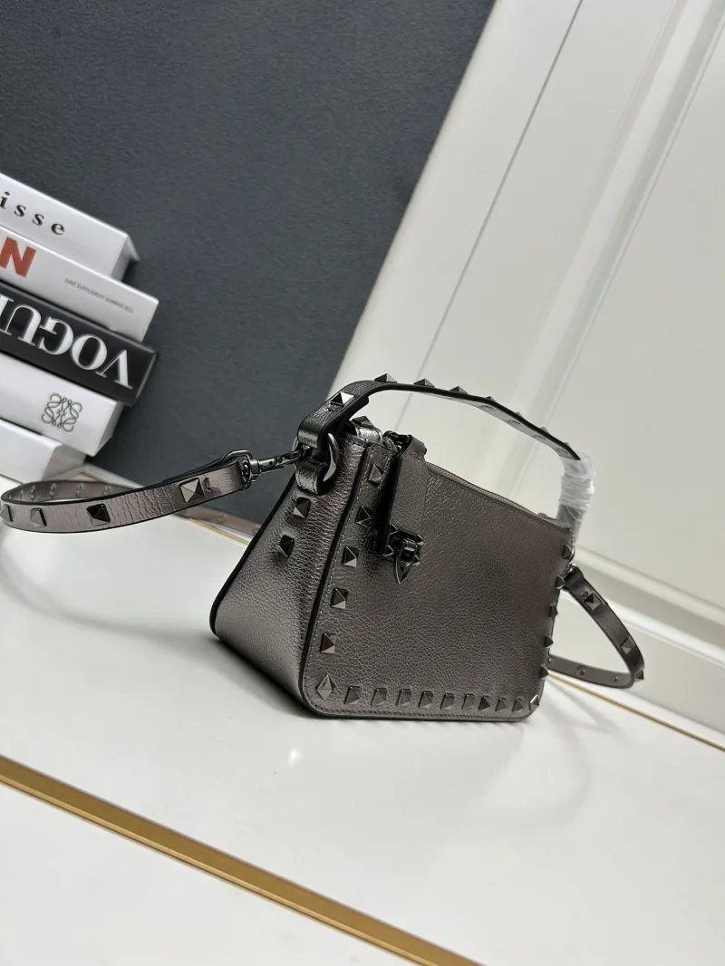 Alternative view of Valentino 9881 Dark Gray Studded Satchel Bag