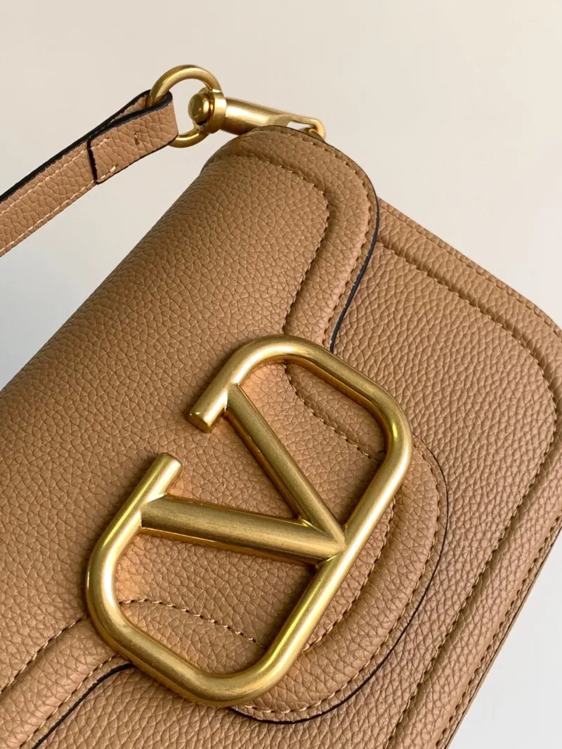 Valentino Tan Leather Satchel Bag 5026 - Image 6