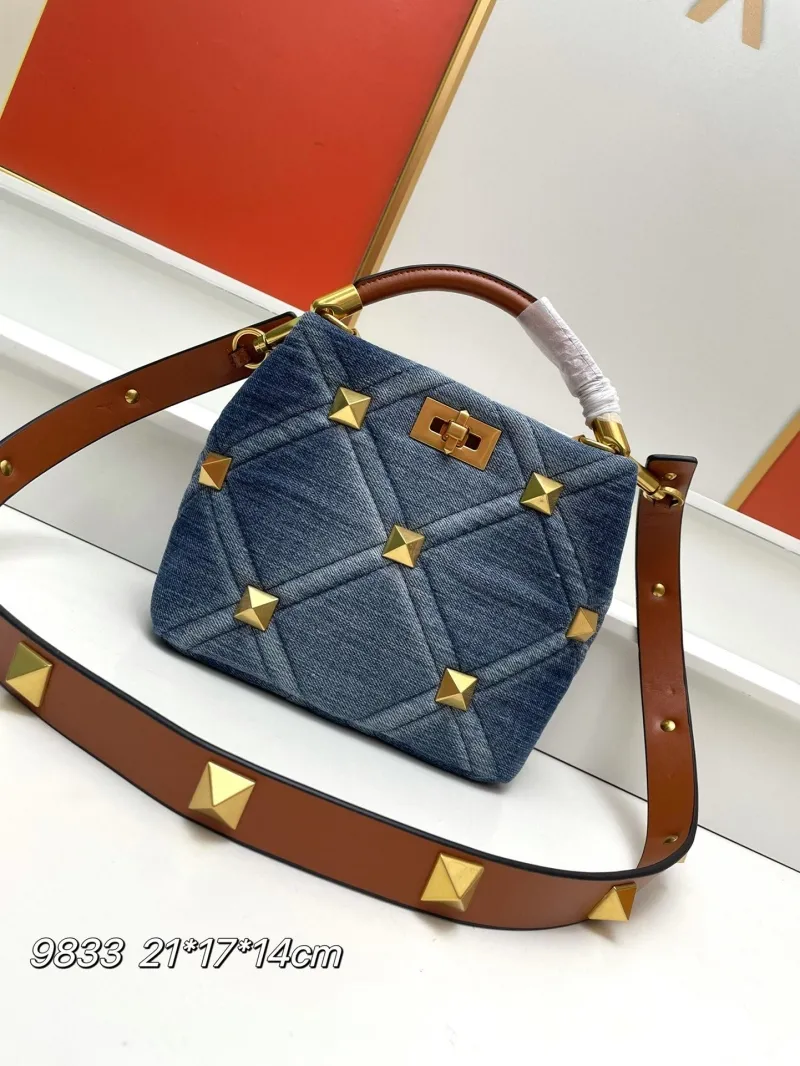 Alternative view of Valentino Blue Denim Studded Satchel Bag 9833