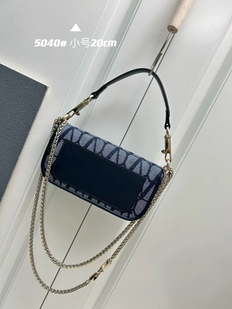 Alternative view of Valentino Small Navy Blue Chain Satchel Bag 5040