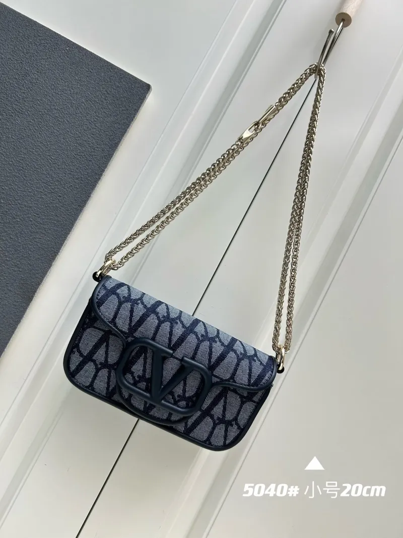 Valentino Small Navy Blue Chain Satchel Bag 5040 - Image 3