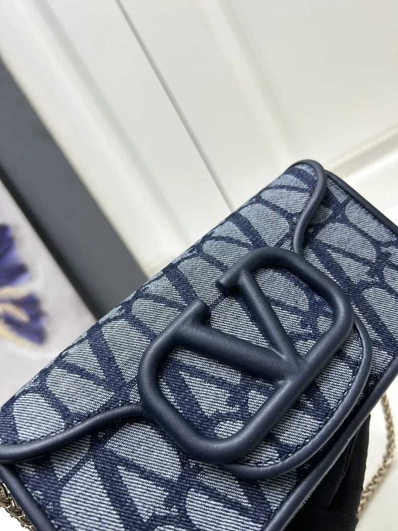 Valentino Small Navy Blue Chain Satchel Bag 5040 - Image 4