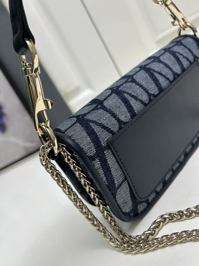 Valentino Small Navy Blue Chain Satchel Bag 5040 - Image 6