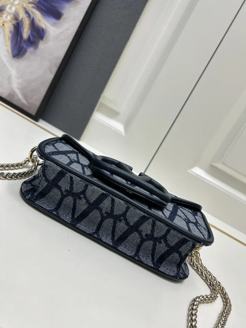 Valentino Small Navy Blue Chain Satchel Bag 5040 - Image 7