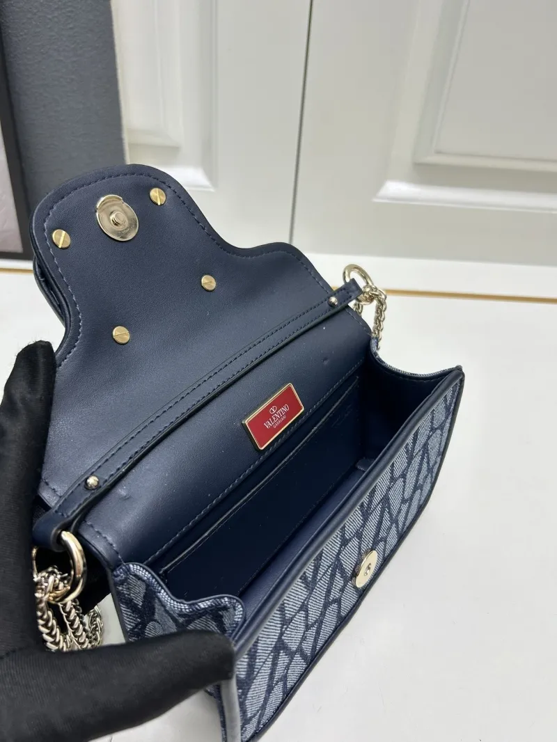 Valentino Small Navy Blue Chain Satchel Bag 5040 - Image 8