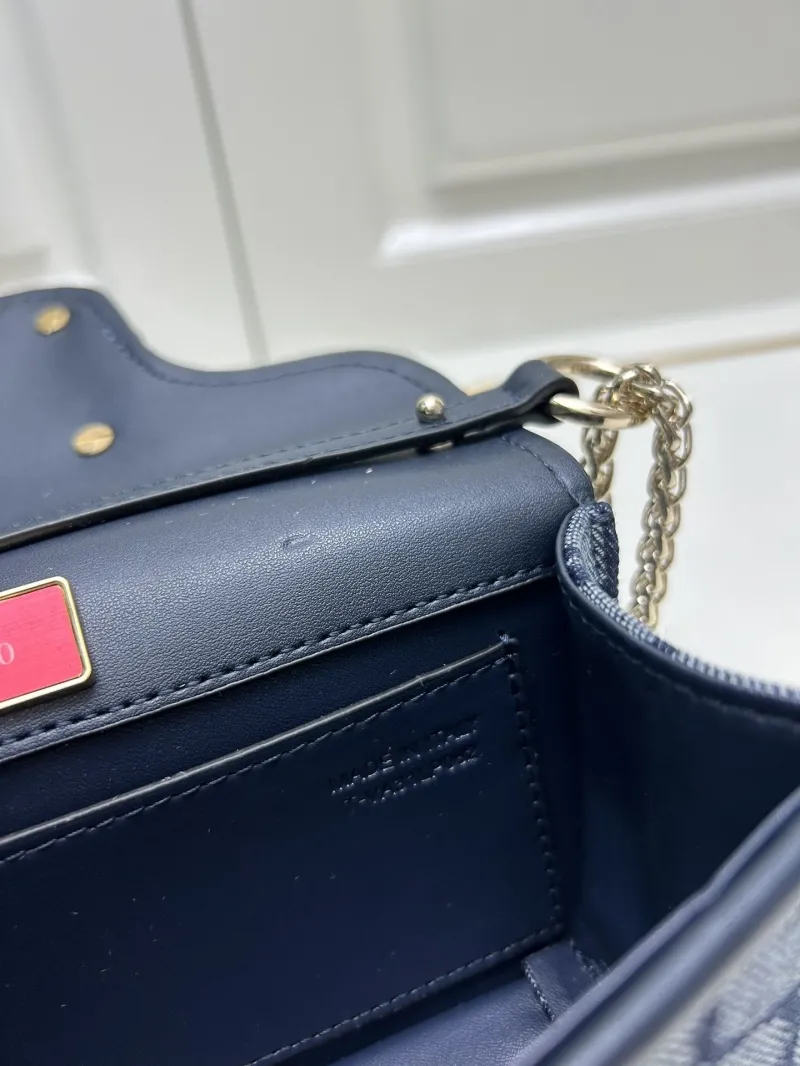 Valentino Small Navy Blue Chain Satchel Bag 5040 - Image 9