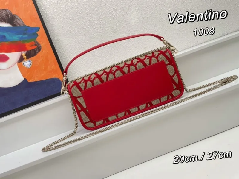 Alternative view of Valentino 1008 Red Beige Satchel Crossbody Bag