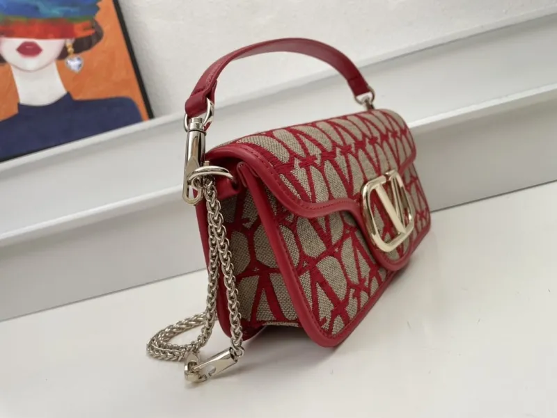 Valentino 1008 Red Beige Satchel Crossbody Bag - Image 3