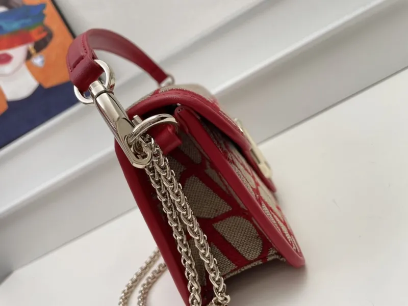 Valentino 1008 Red Beige Satchel Crossbody Bag - Image 5