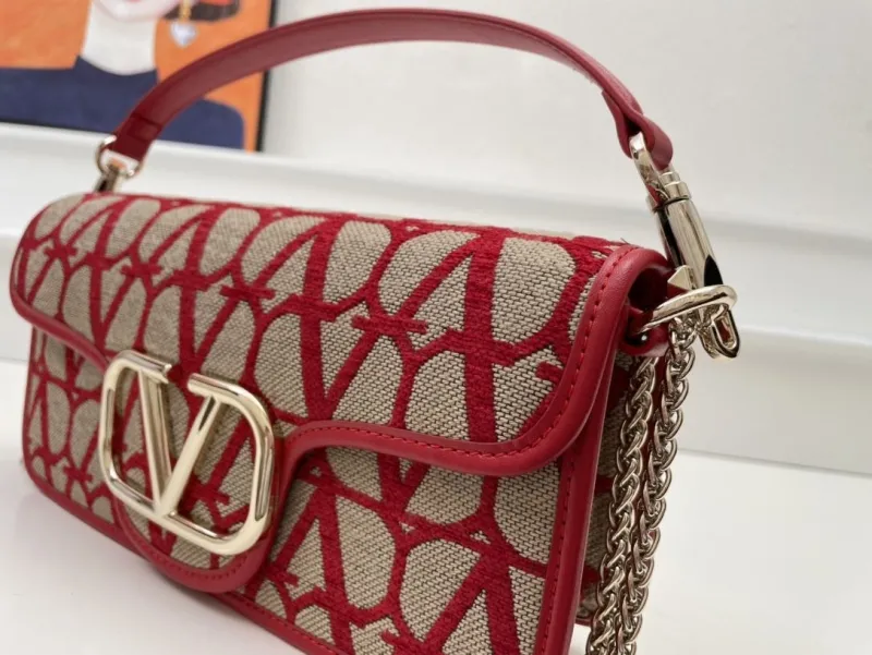 Valentino 1008 Red Beige Satchel Crossbody Bag - Image 6