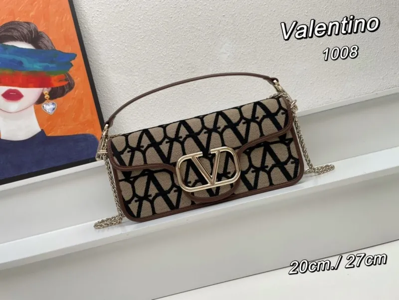 Valentino 1008 Beige Black Pattern Satchel Bag