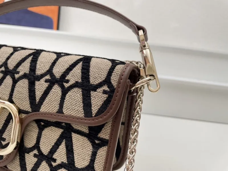 Valentino 1008 Beige Black Pattern Satchel Bag - Image 5