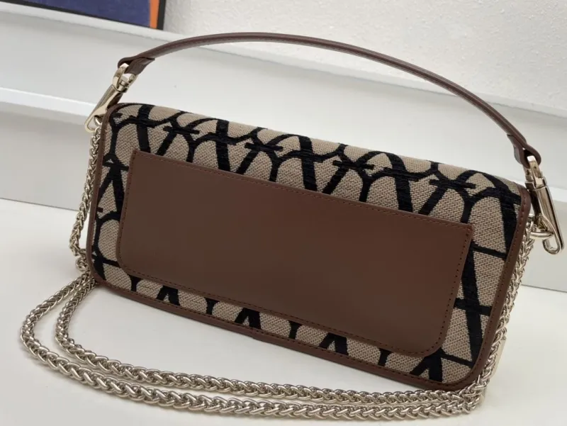 Valentino 1008 Beige Black Pattern Satchel Bag - Image 6