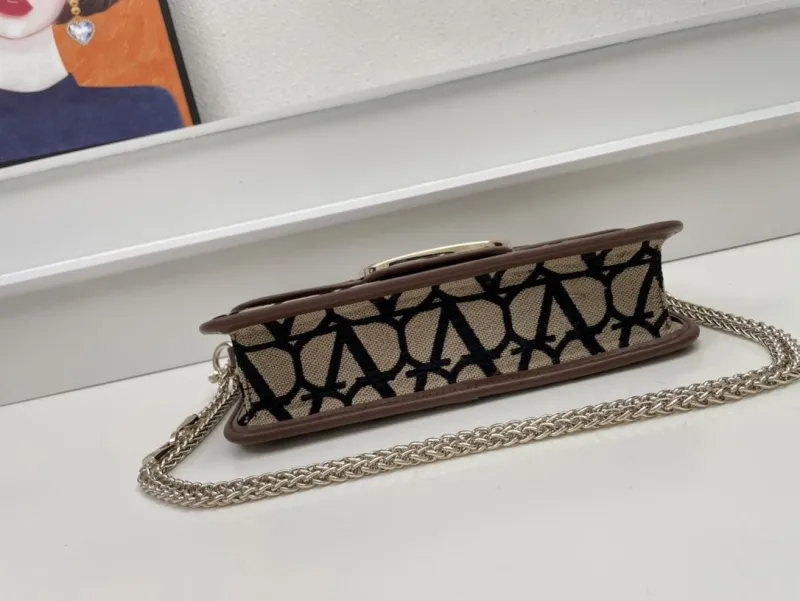 Valentino 1008 Beige Black Pattern Satchel Bag - Image 7