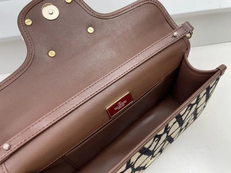 Valentino 1008 Beige Black Pattern Satchel Bag - Image 8