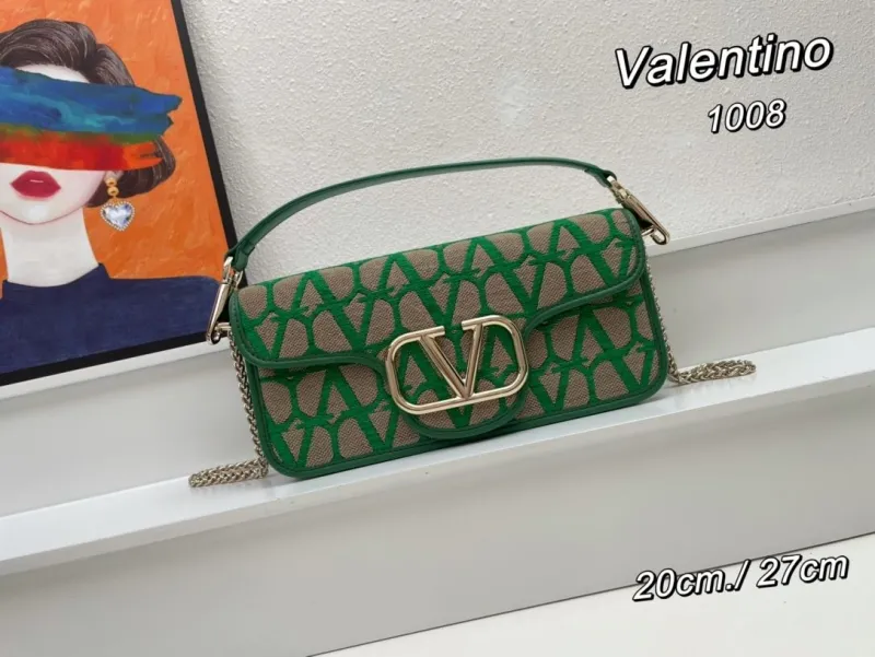 Valentino 1008 Green Canvas Satchel Bag
