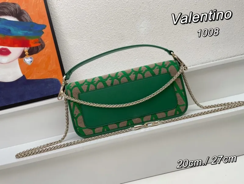 Alternative view of Valentino 1008 Green Canvas Satchel Bag
