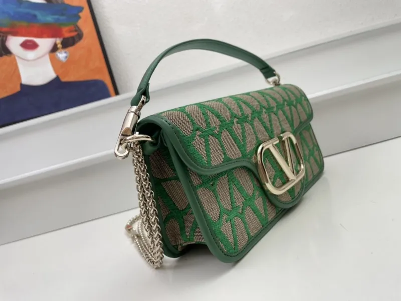 Valentino 1008 Green Canvas Satchel Bag - Image 3