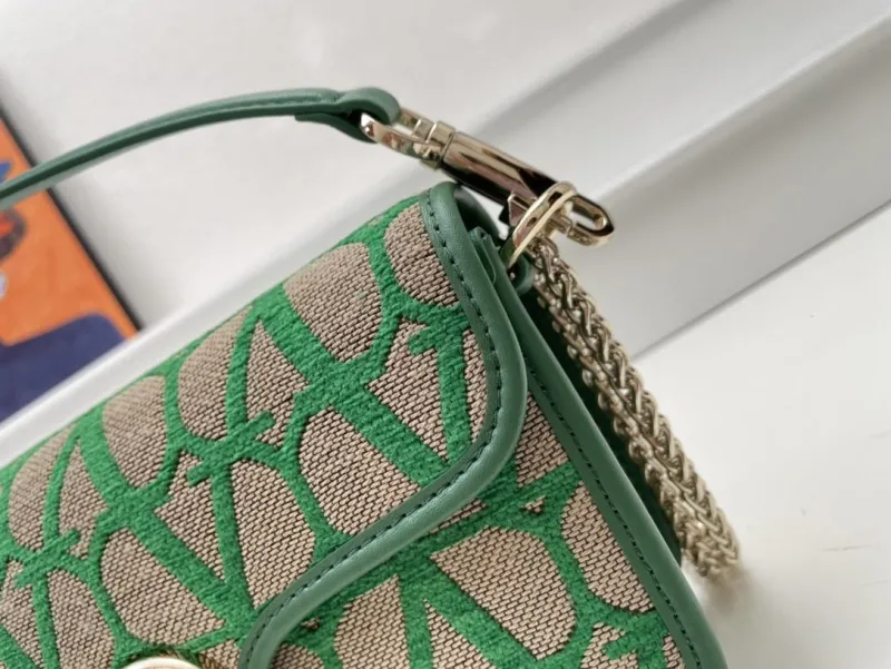 Valentino 1008 Green Canvas Satchel Bag - Image 5