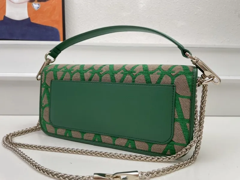 Valentino 1008 Green Canvas Satchel Bag - Image 6