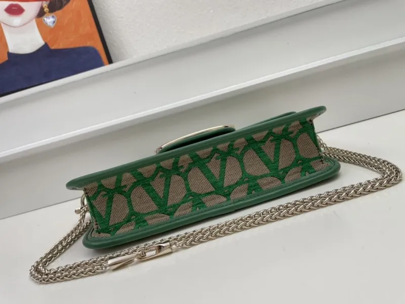 Valentino 1008 Green Canvas Satchel Bag - Image 7