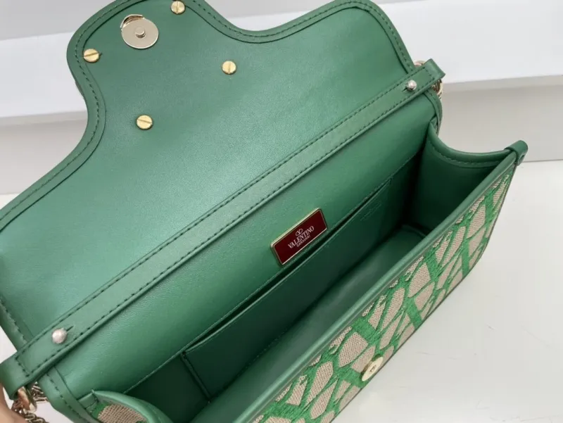 Valentino 1008 Green Canvas Satchel Bag - Image 8