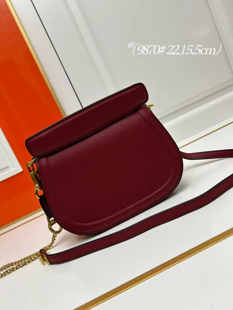 Valentino Burgundy Crossbody Saddle Bag 9870 - Image 3