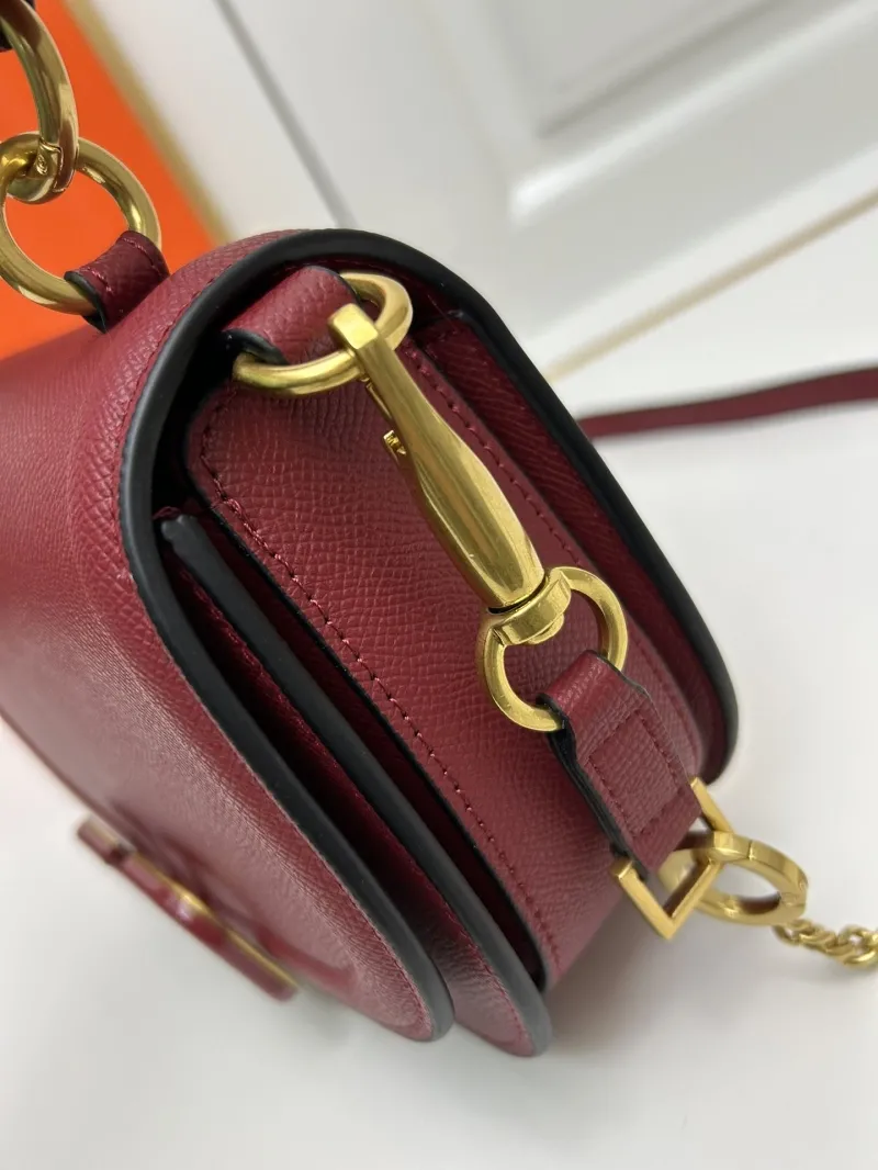 Valentino Burgundy Crossbody Saddle Bag 9870 - Image 6