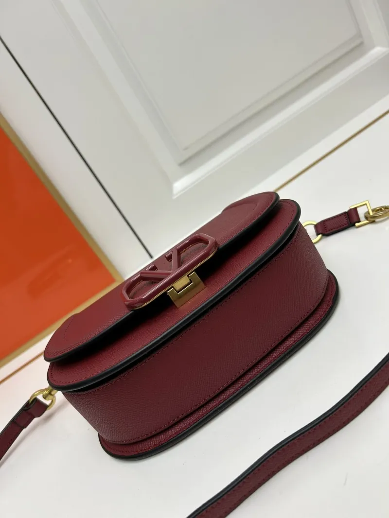 Valentino Burgundy Crossbody Saddle Bag 9870 - Image 7