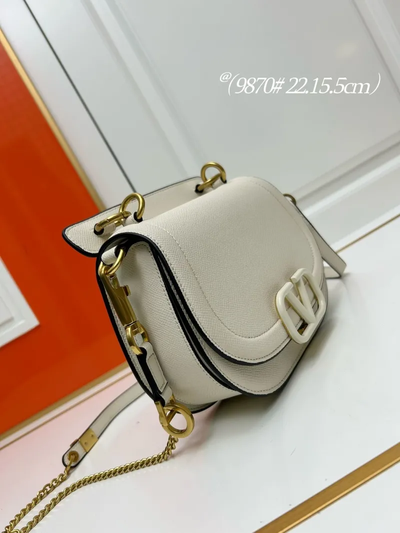 Valentino Off-White Leather Satchel Crossbody Bag 9870 - Image 3