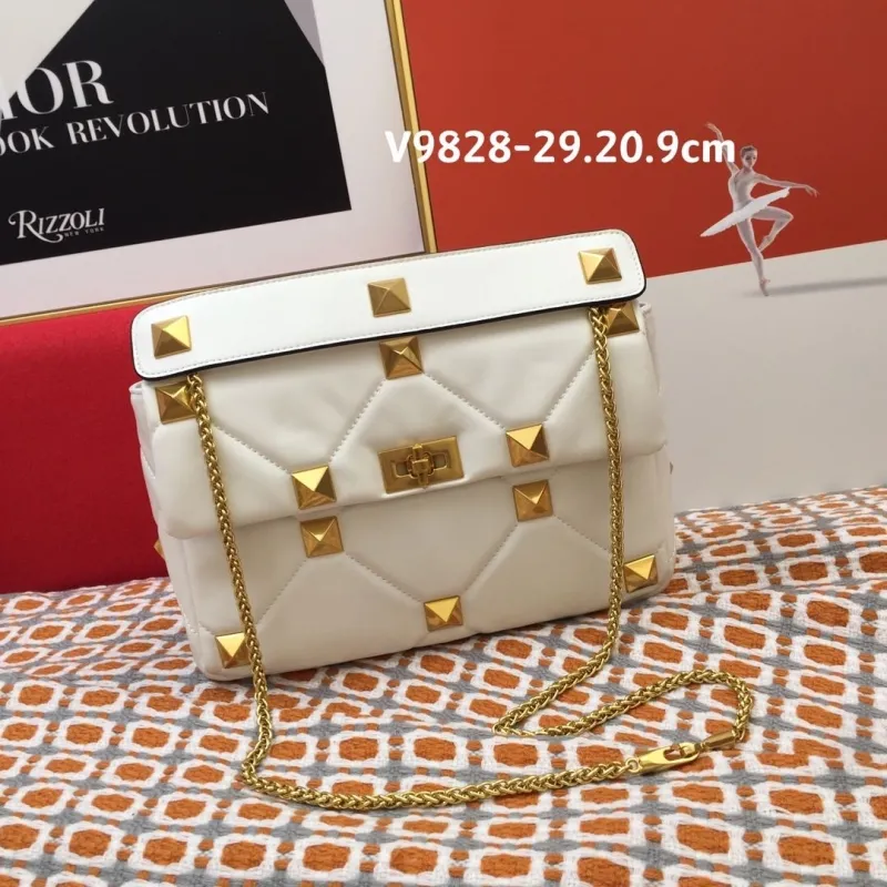 Valentino White Studded Satchel Bag V9828