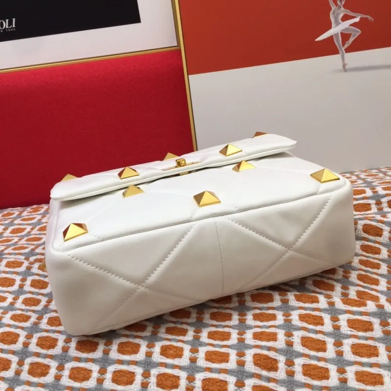 Valentino White Studded Satchel Bag V9828 - Image 7