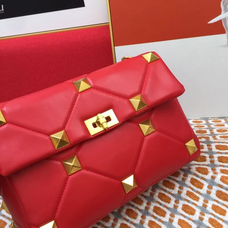 Valentino Red Studded Satchel Bag V9828 - Image 4