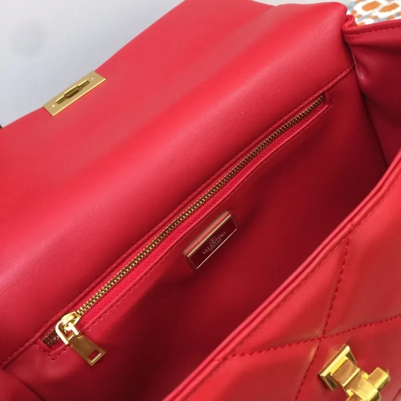 Valentino Red Studded Satchel Bag V9828 - Image 9
