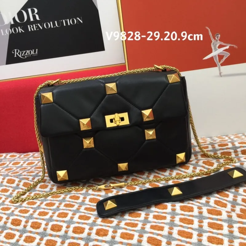 Valentino Black Studded Satchel Bag V9828 - Image 3