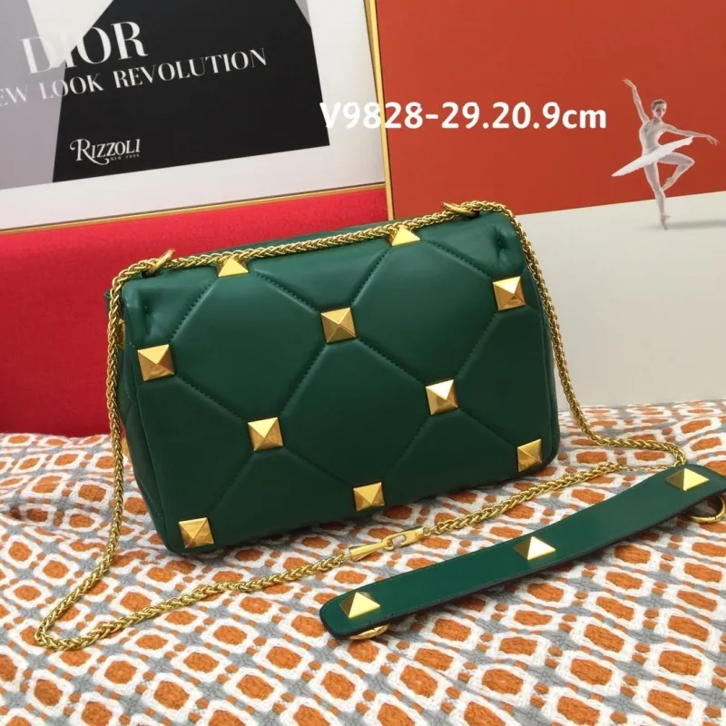 Valentino Green Studded Satchel Bag V9828 - Image 3